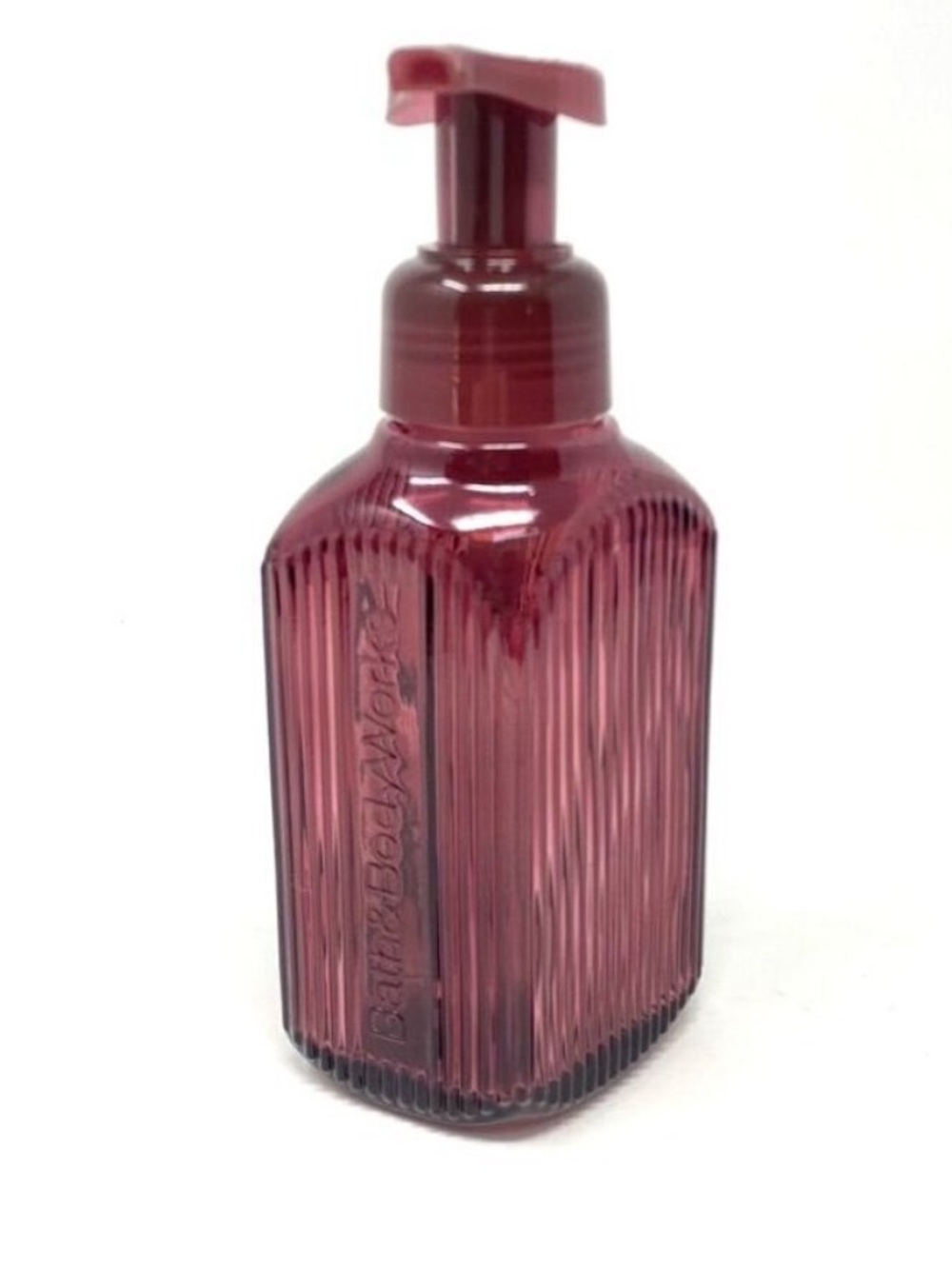 Bath & Body Works Maroon Vertical Lines Foaming Hand Soap Dispenser Glass - Picture 6 of 7